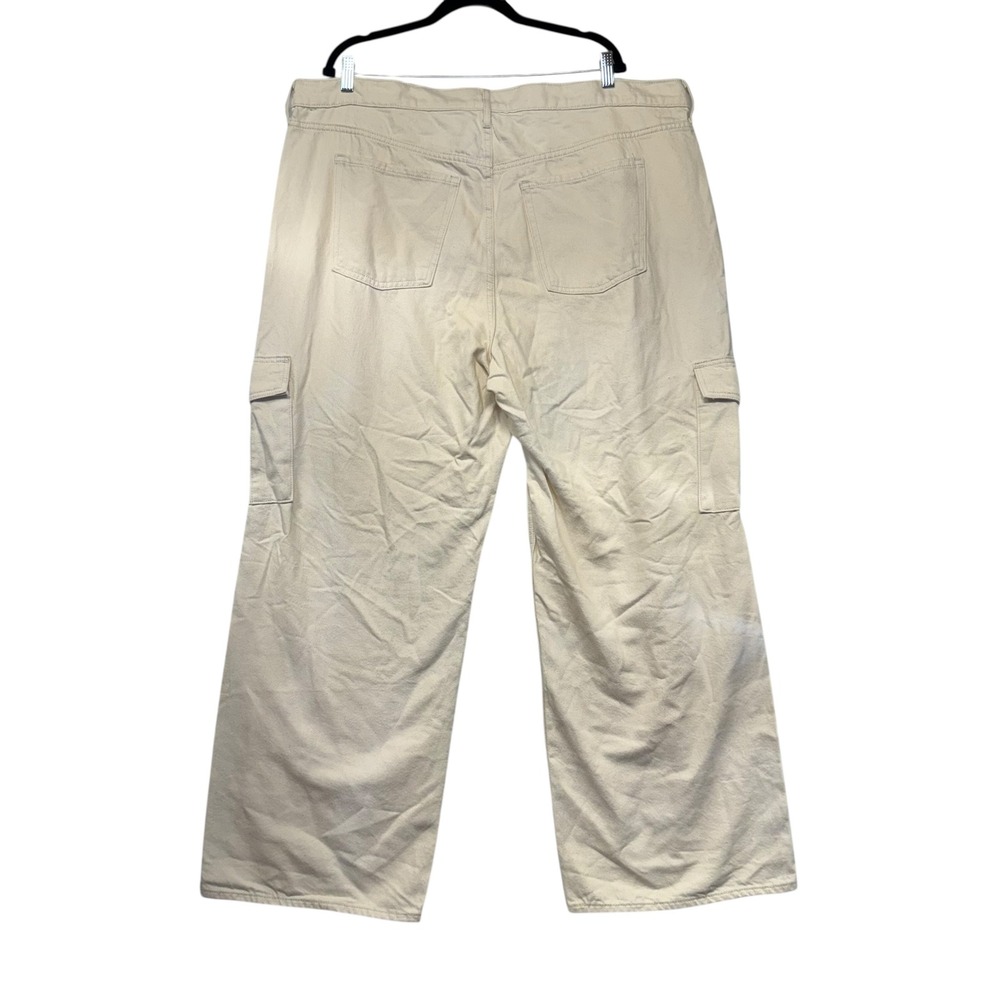 Sky-Hi Wide Leg Cargo Pants Cream Off White Speckled Extra High Rise 20 NEW - Picture 9 of 13